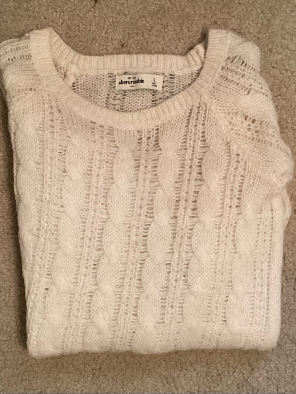 Abercrombie & Fitch Kids Cream Cable Knit Pullover Sweater Size S
